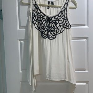 Mango Small White with black beads shirt